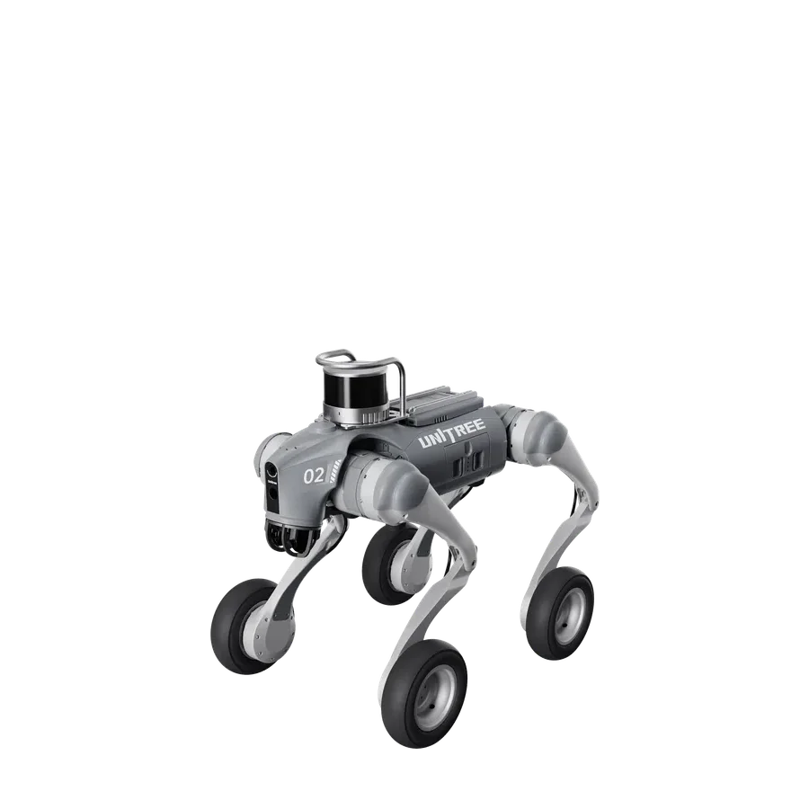 Unitree wheeled-leg robot dog with a lidar sensor