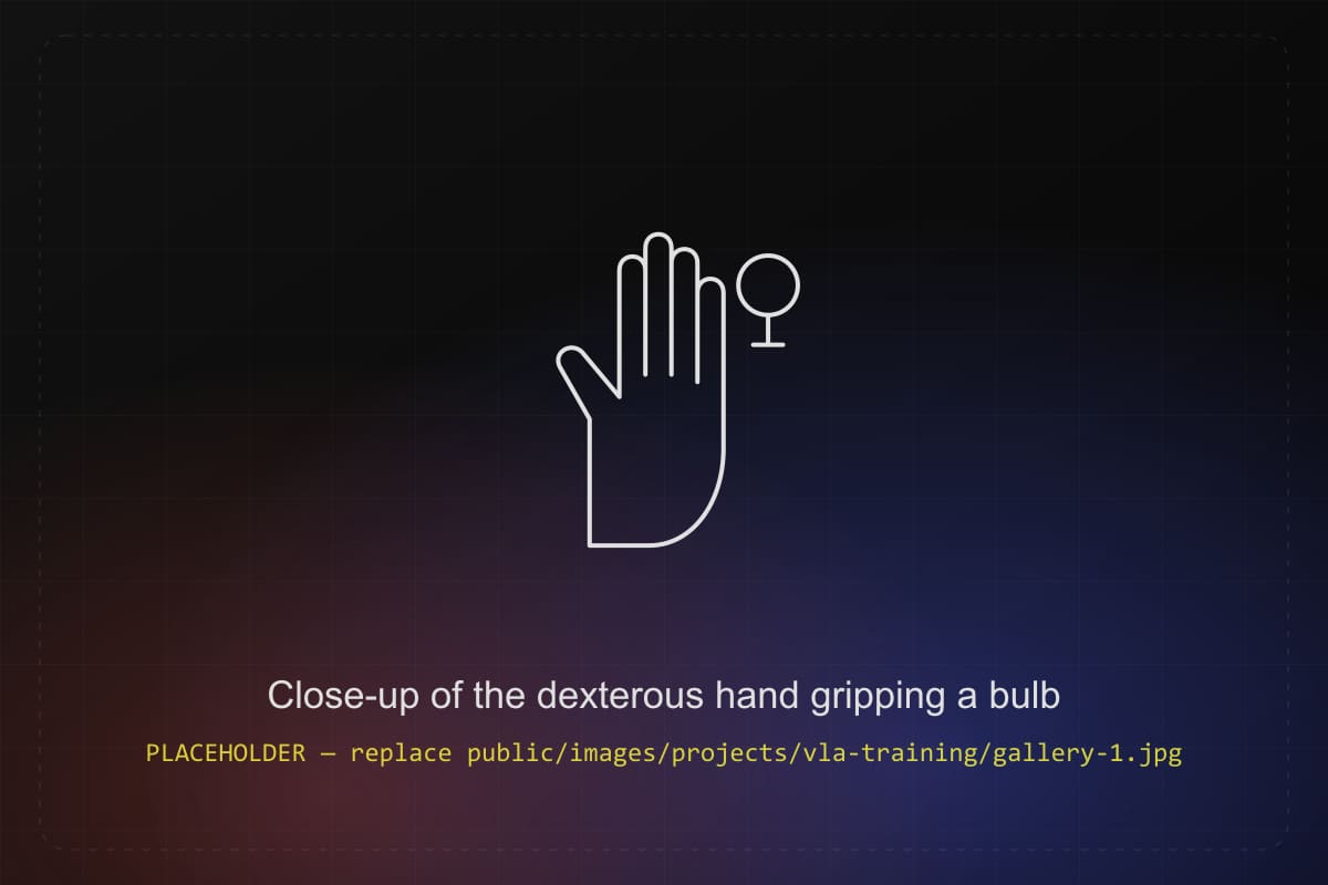 Close-up of the dexterous hand gripping a bulb